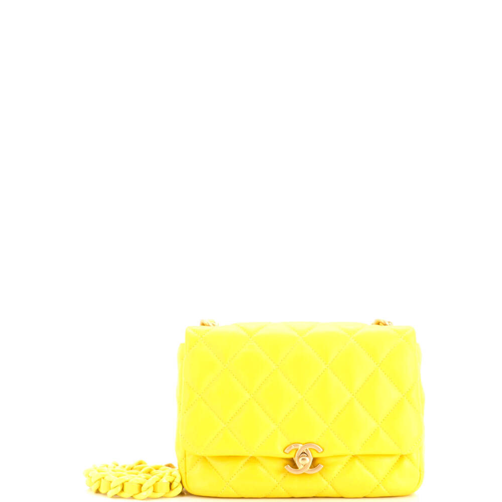 Chanel Small Lacquered Metal CC Flap Bag Quilted Lambskin
